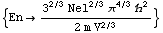 {En (3^(2/3) Nel^(2/3) π^(4/3) ℏ^2)/(2 m V^(2/3))}