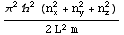 (π^2 ℏ^2 (n_x^2 + n_y^2 + n_z^2))/(2 L^2 m)